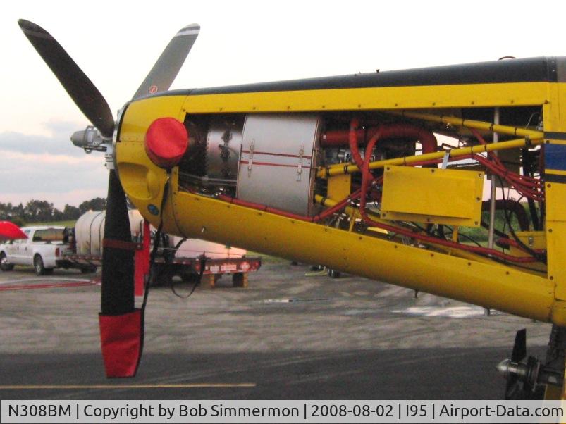 N308BM, 2008 Air Tractor Inc AT-502B C/N 502B-2628, Getting some repair work on the ramp at Kenton, OH