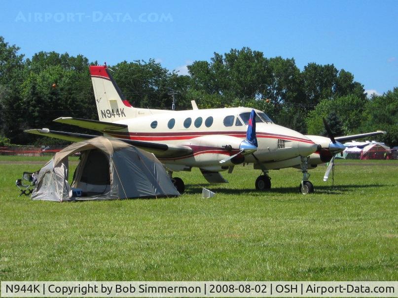 N944K, 1969 Beech B90 King Air C/N LJ-467, If I fueled a King Air, I'd sleep in a tent, too!  Airventure 2008 - Oshkosh, WI