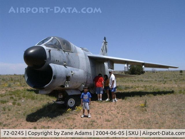 72-0245, 1972 LTV A-7D Corsair II C/N D-367, This aircraft is reported to be one of possibly two formerly displayed at Kirtland AFB. The other ID is 72-0177. There seems to be some confusion as the th ereal ID of this aircraft. It is clearly marked 72-245 - Dylan Diaz stands in front!