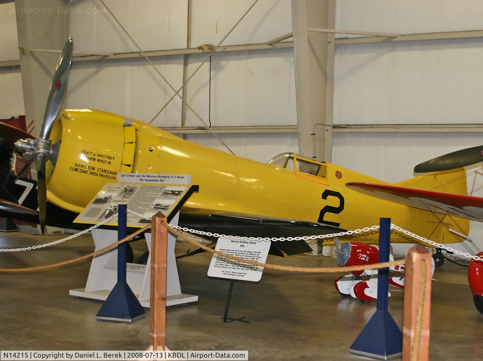 N14215, 1934 Rider Keith R-3 C/N A1, With a Gee Bee and a Laird Solution for company, this aerial hot rod shows off her bright plumage at the New England Air Museum.