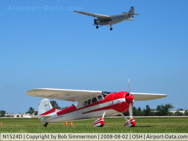 N1524D, 1952 Cessna 195A C/N 7746, Ford Tri Motor (N8407) landing in the background at Airventure 2008 - Oshkosh, WI