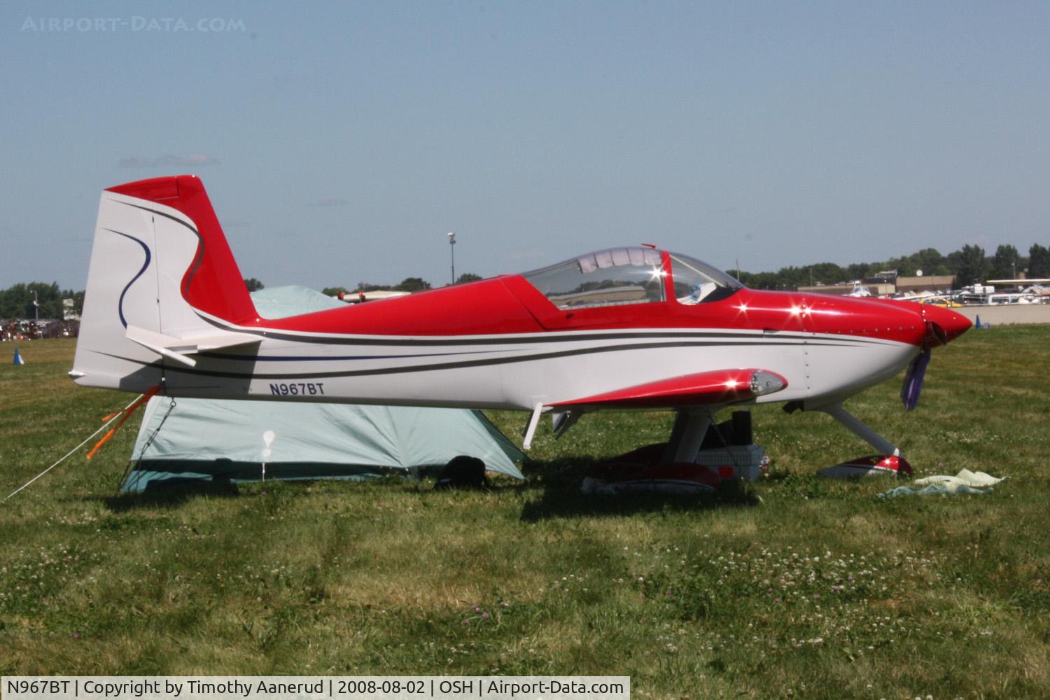 N967BT, 2007 Vans RV-7A C/N 71930, EAA AirVenture 2008, 14 months later sporting pretty paint.