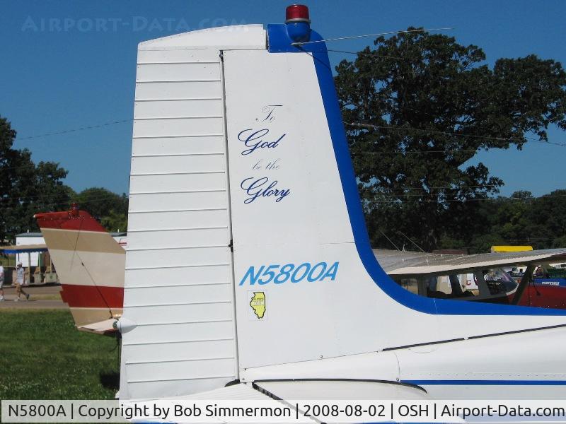N5800A, 1956 Cessna 172 C/N 28400, Tail detail.  Airventure 2008