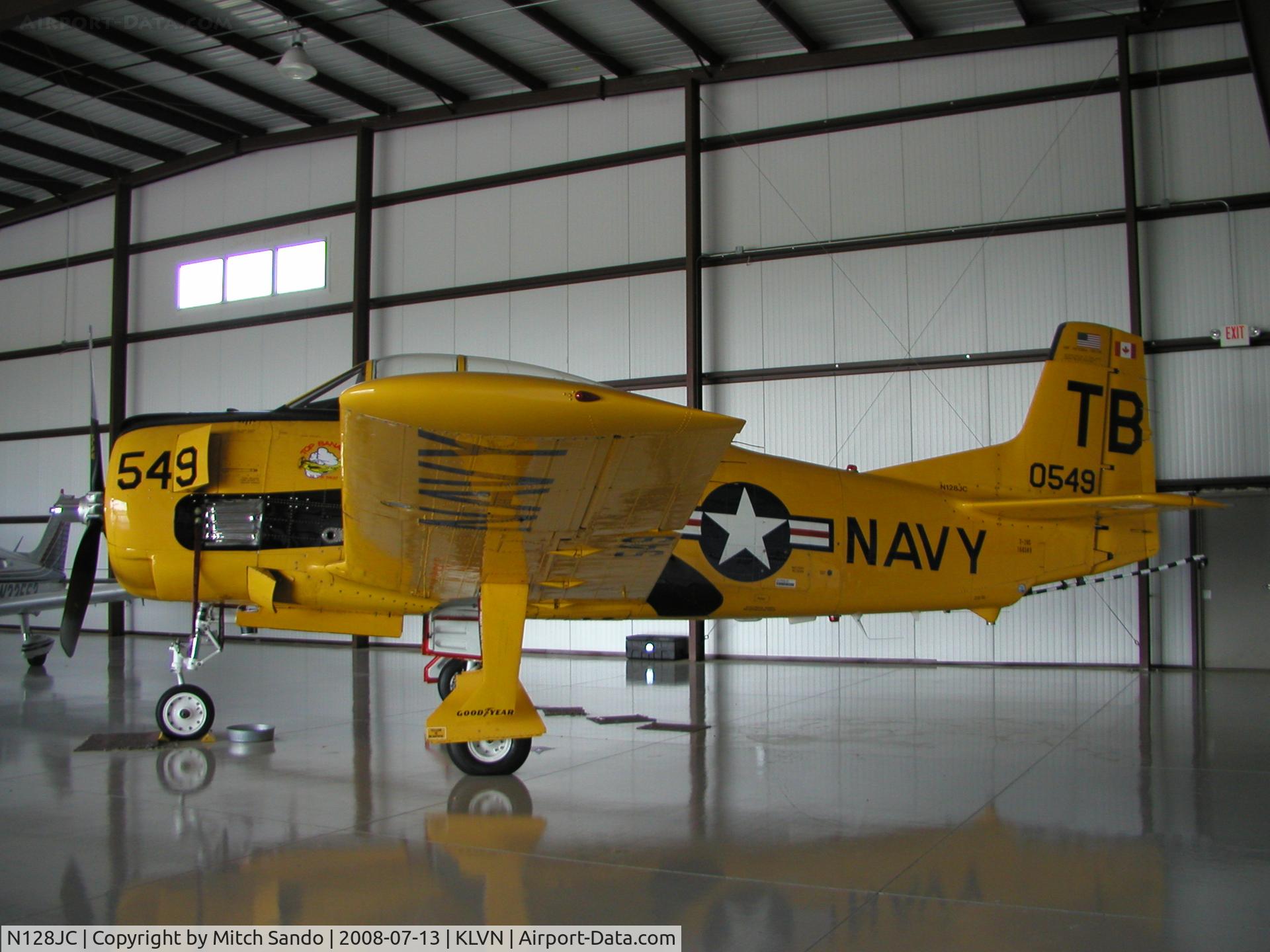 N128JC, 1956 North American T-28C Trojan C/N 226-126 (140549), Julie Clark's T-28 parked inside the ARC Hangar.