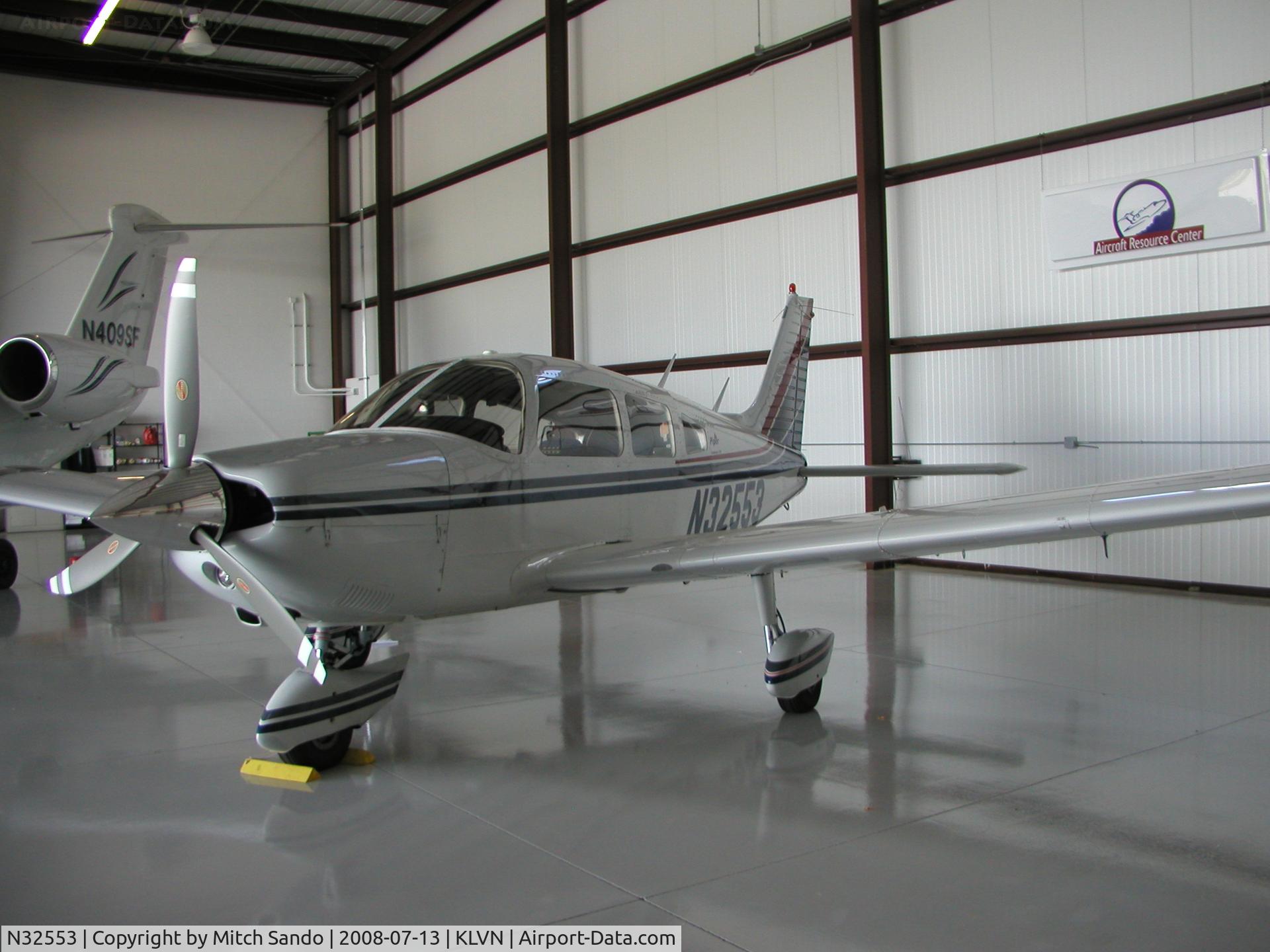 N32553, 1974 Piper PA-28-235 C/N 28-7510024, Parked inside the Aircraft Resource Center Hangar.