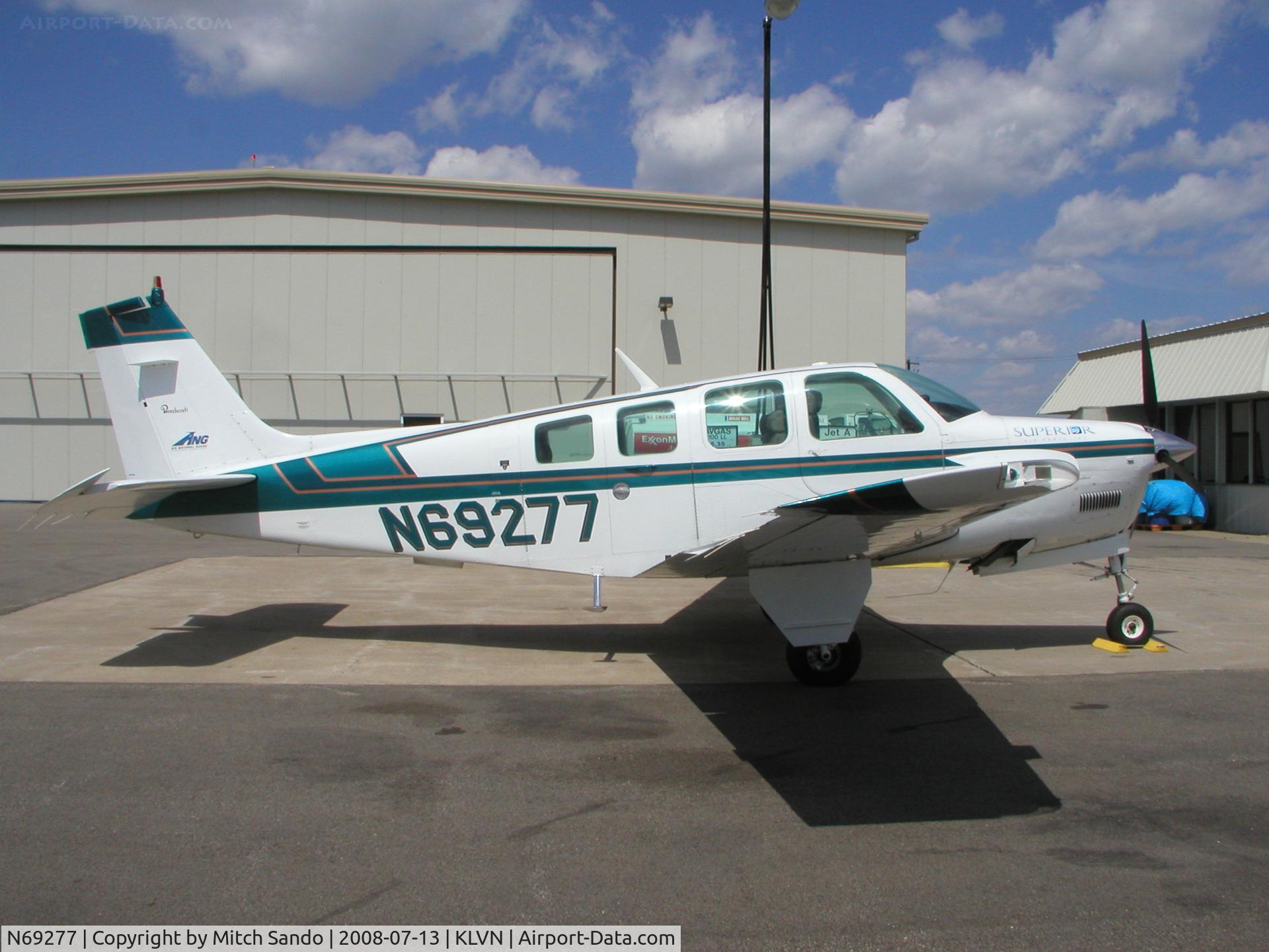 N69277, 1984 Beech 36 Bonanza C/N E-2148, Parked at the fuel pumps.