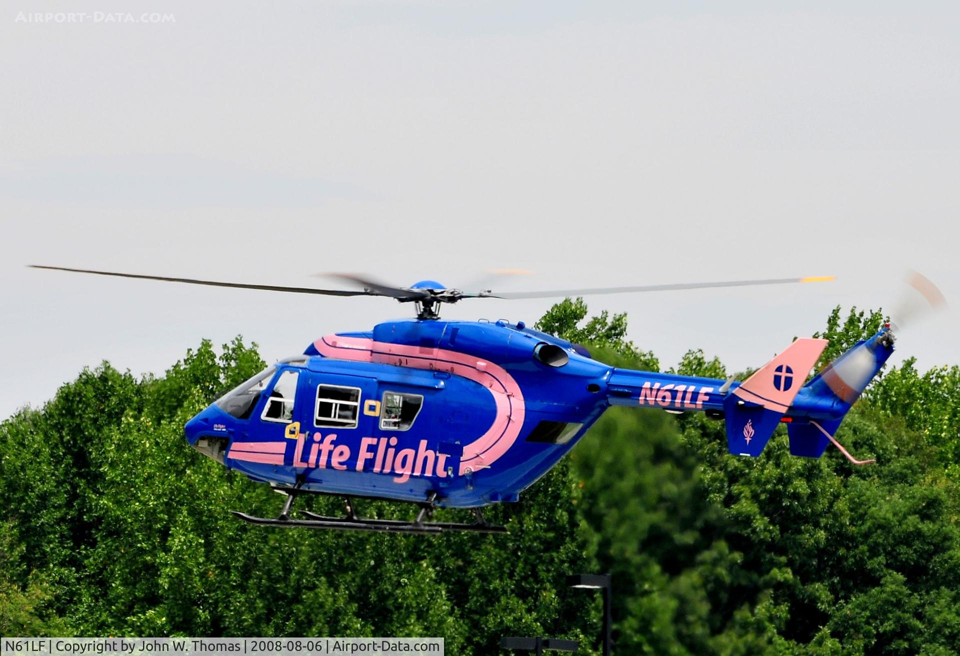 N61LF, 1990 Eurocopter-Kawasaki BK-117B-2 C/N 7230, Departing Chatham Hospital