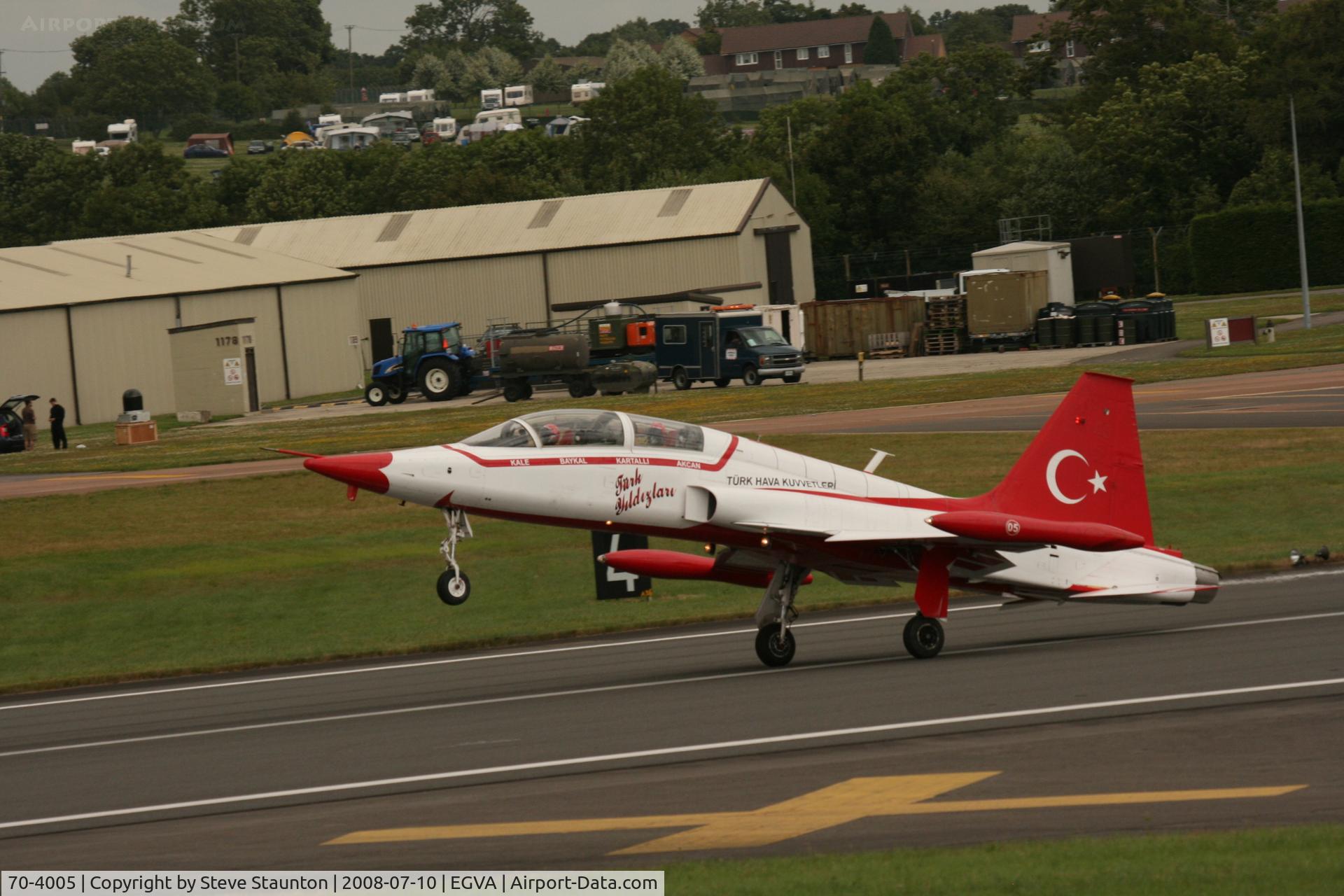 70-4005, Northrop NF-5 Freedom Fighter C/N 4005, Taken at the Royal International Air Tattoo 2008 during arrivals and departures (show days cancelled due to bad weather)