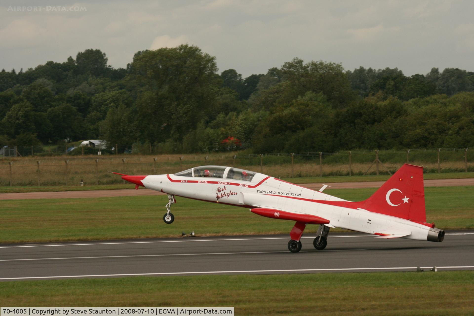 70-4005, Northrop NF-5 Freedom Fighter C/N 4005, Taken at the Royal International Air Tattoo 2008 during arrivals and departures (show days cancelled due to bad weather)
