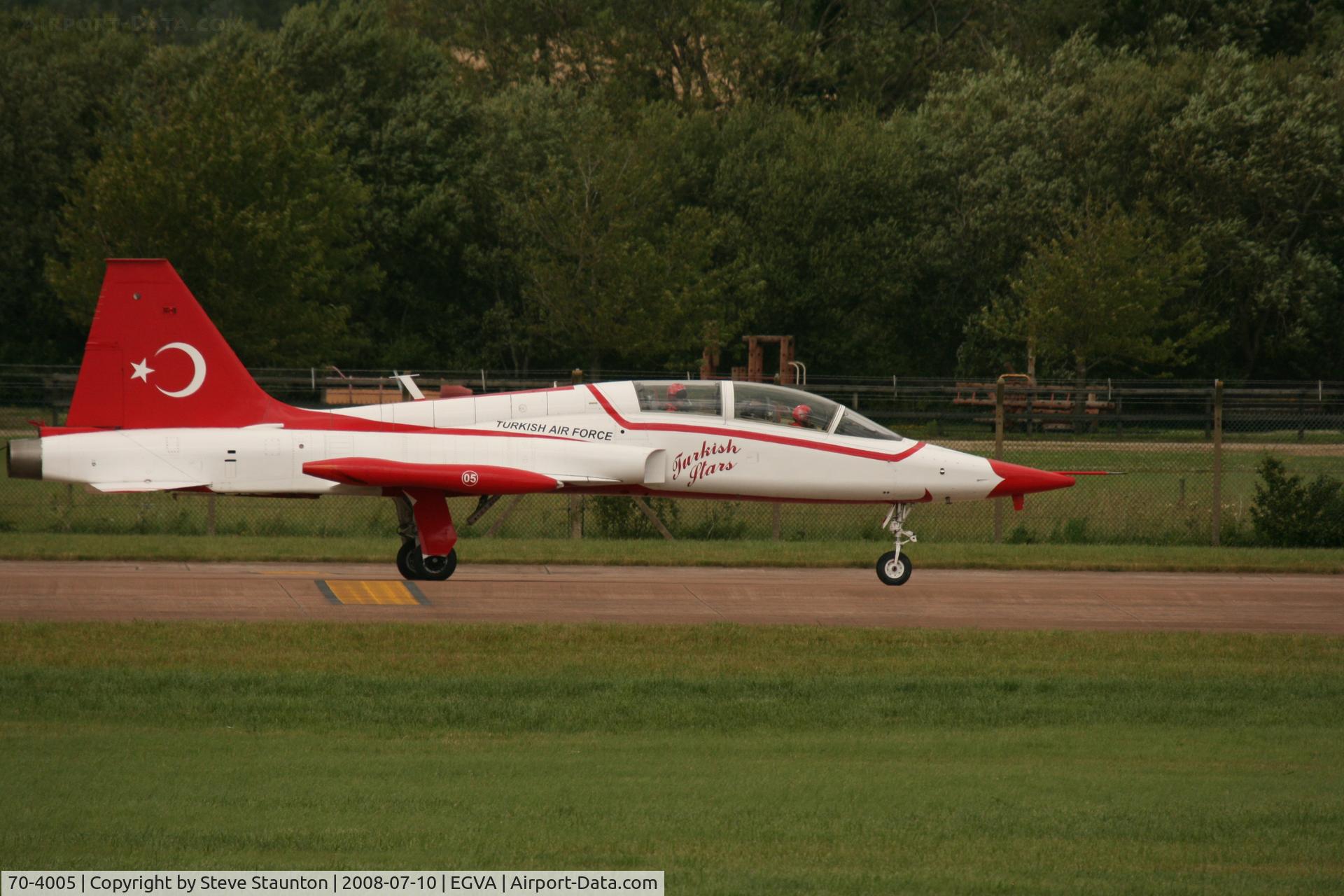 70-4005, Northrop NF-5 Freedom Fighter C/N 4005, Taken at the Royal International Air Tattoo 2008 during arrivals and departures (show days cancelled due to bad weather)