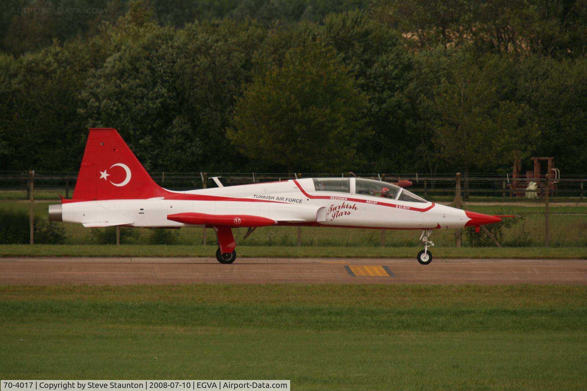 70-4017, Northrop NF-5 Freedom Fighter C/N 4017, Taken at the Royal International Air Tattoo 2008 during arrivals and departures (show days cancelled due to bad weather)