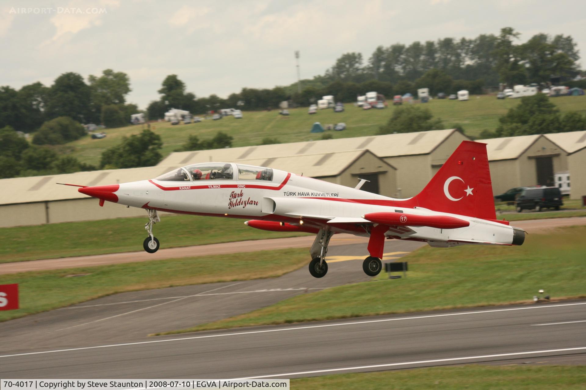70-4017, Northrop NF-5 Freedom Fighter C/N 4017, Taken at the Royal International Air Tattoo 2008 during arrivals and departures (show days cancelled due to bad weather)