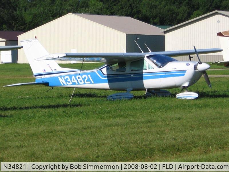 N34821, 1973 Cessna 177B Cardinal C/N 17702025, In the transient parking area at Fond du Lac, WI during Airventure 2008