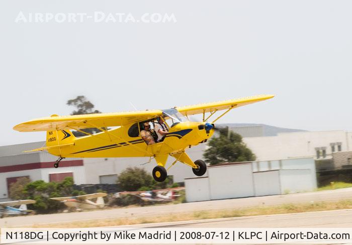 N118DG, 2008 Piper PA-18 Replica C/N 001, Landing West Coast Piper Cub Fly-in Lompoc 2008