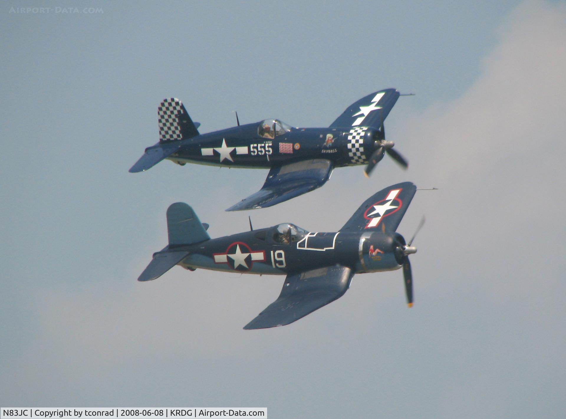 N83JC, 1943 Goodyear FG-1D Corsair C/N 67089, NX83JC is checker one in background