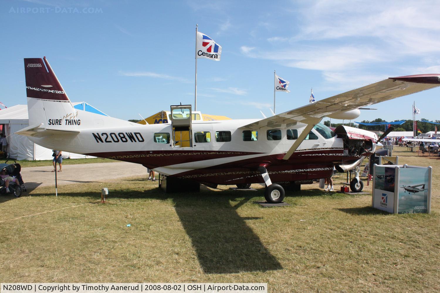 N208WD, 2008 Cessna 208B C/N 208B2002, EAA AirVenture 2008, serial 208B2002.  Cessna likes this registration number.