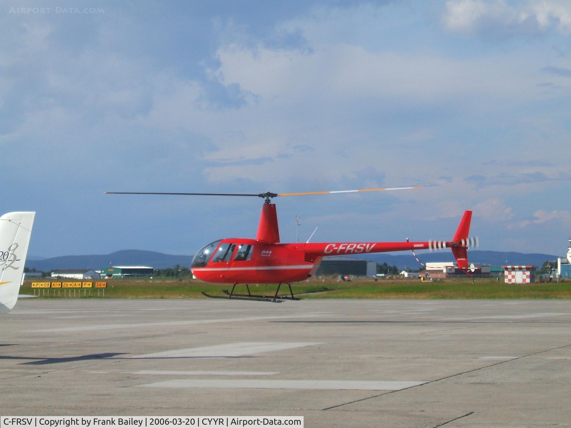 C-FRSV, 2007 Robinson R44  Raven II C/N 11713, Parked on Ramp At Woodward Aviation F.B.O. Goose Airport Lab.