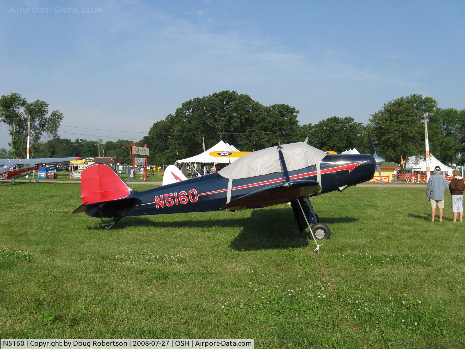 N5160, 1952 Rawdon T1 C/N T1-6, 1952 Rawdon Brothers Aircraft T1 trainer, Lycoming O-320 150 Hp, originally a rare production aircraft but now registered Experimental. EAA 2008 Classic Preservation Award winner.