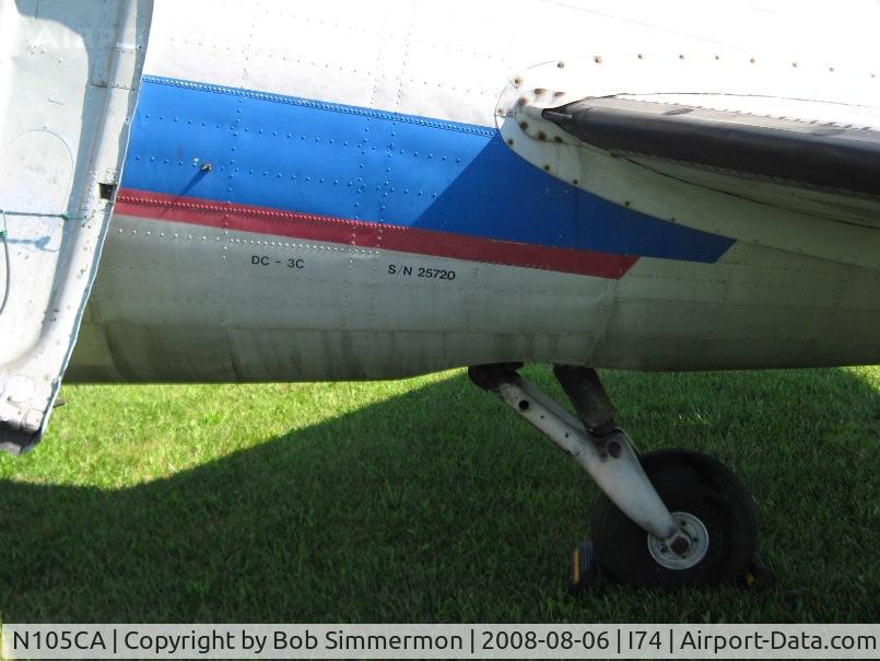 N105CA, 1944 Douglas DC3C-S4C4G (C-47B) C/N 14275, New addition to the Air Foundation at Urbana, OH.  Data plate in cockpit - US Army 43-48459 C-47B.