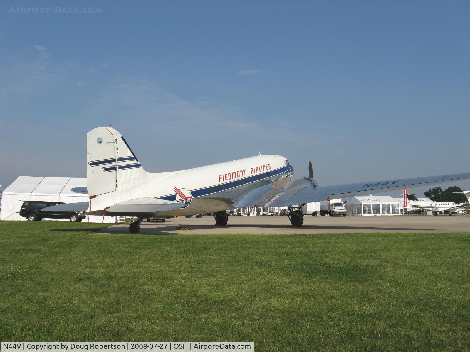 N44V, 1942 Douglas DC-3 C/N 4545, 1942 Douglas DC-3, two P&W R-1830 recip. engines, in livery of Piedmont Airlines