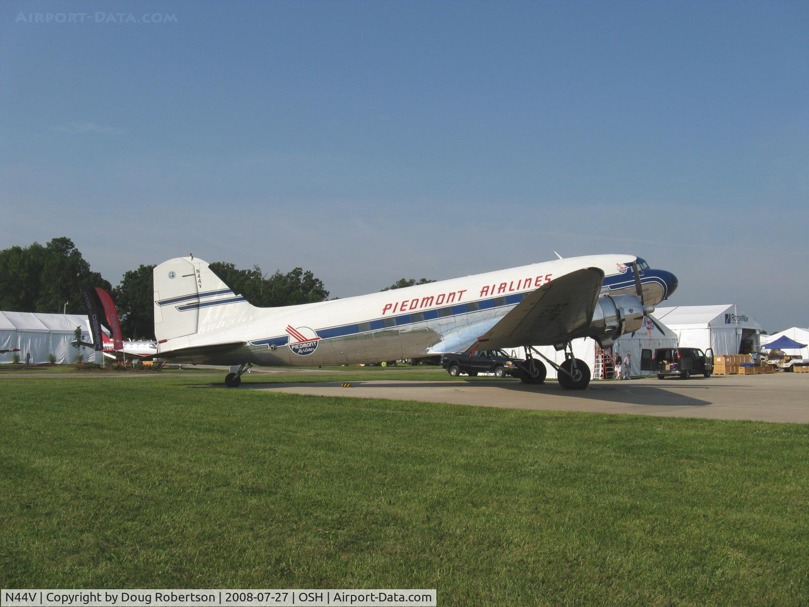 N44V, 1942 Douglas DC-3 C/N 4545, 1942 Douglas DC-3, two P&W R-1830 recip. engines, in livery of Piedmont Airlines
