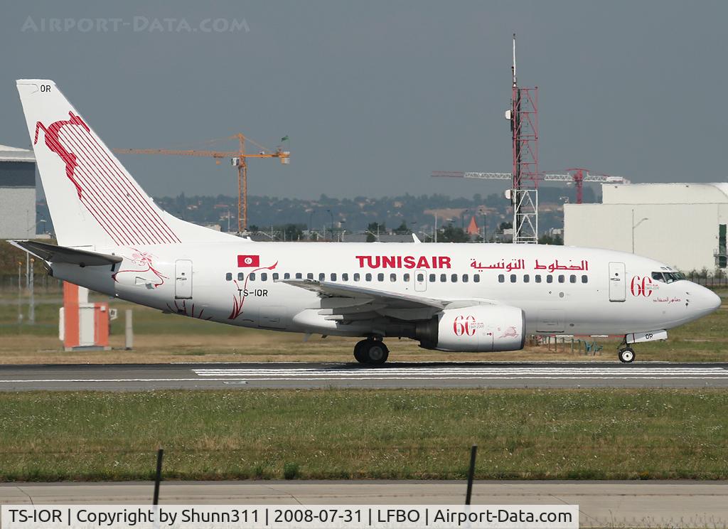 TS-IOR, 2001 Boeing 737-6H3 C/N 29502, Take off rwy 32R with 60th anniversary c/s...