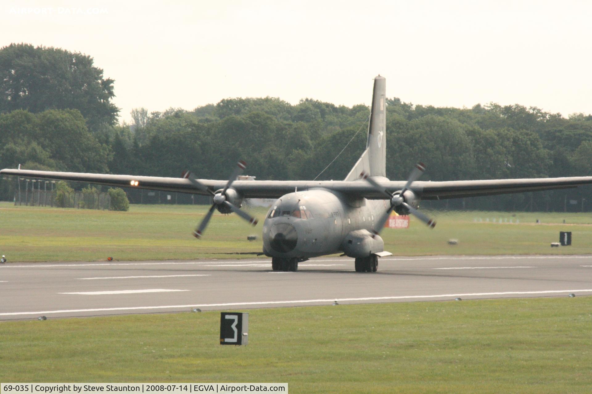 69-035, Transall C-160D C/N D35, Taken at the Royal International Air Tattoo 2008 during arrivals and departures (show days cancelled due to bad weather)