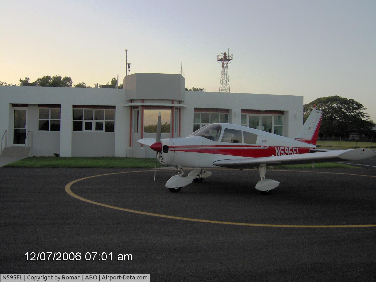 N595FL, 1971 Piper PA-28-140 C/N 28-7125462, Early Caribbean morning ready to fly from ABO - Queen City