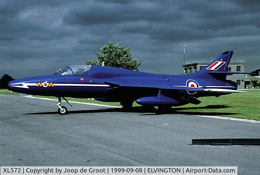 XL572, Hawker Hunter T.7 C/N HABL-003311, This Hunter is painted in the colours of the famous Blue Diamonds display team. It is marked XL571 as this airframe used to be the trainer of the team.