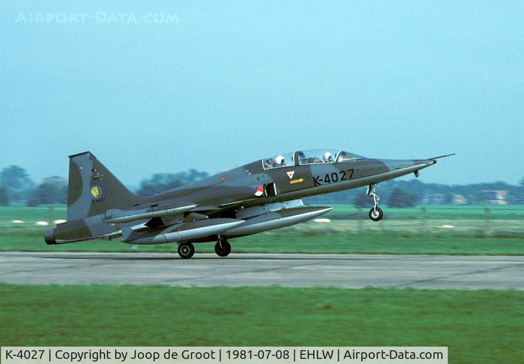 K-4027, 1971 Northrop (Canadair) NF-5B (CL-226) C/N 4027, The NF-5 used to be regular visitors. Overshadowed by the F-104 and F-16 it was the safest aircraft ever to serve in the RNlAF.