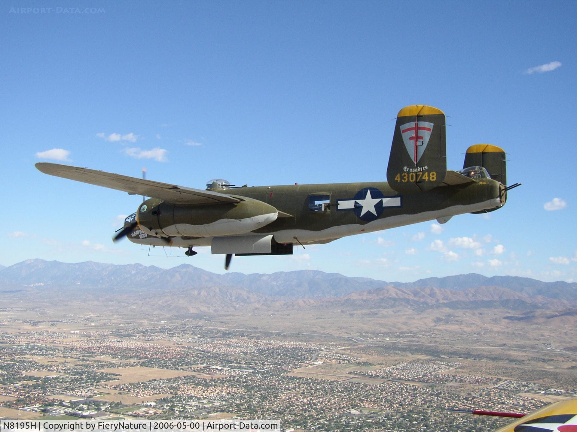 N8195H, 1944 North American TB-25N Mitchell C/N 108-34023 (44-30748), Formation flight into Plant 42