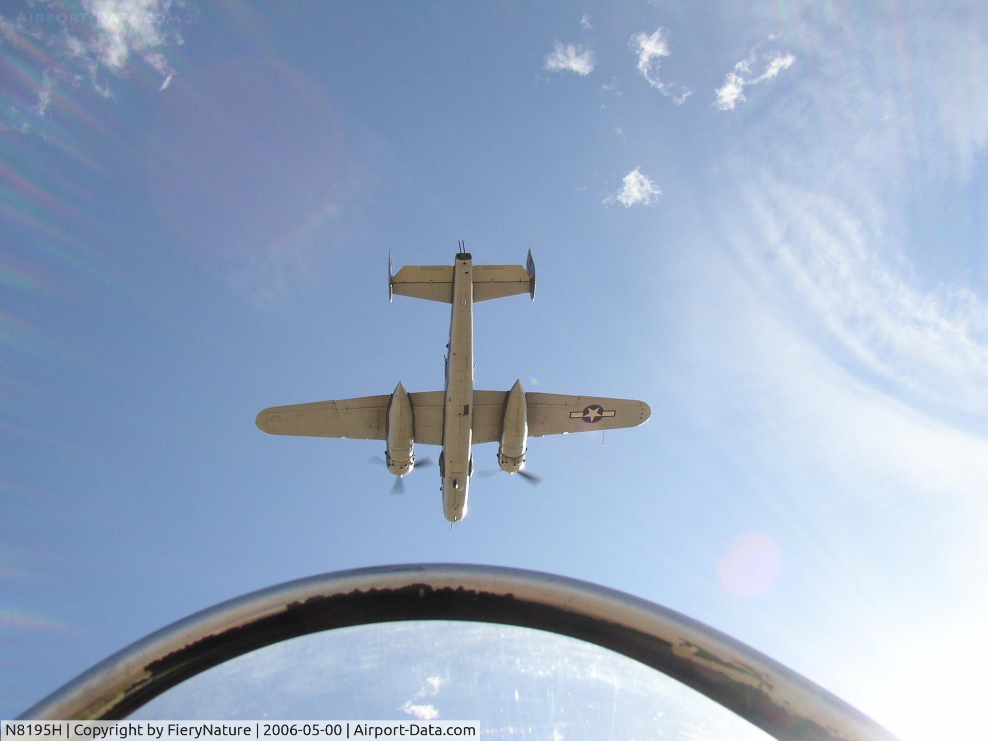 N8195H, 1944 North American TB-25N Mitchell C/N 108-34023 (44-30748), Formation flight into plant 42. (PMD)