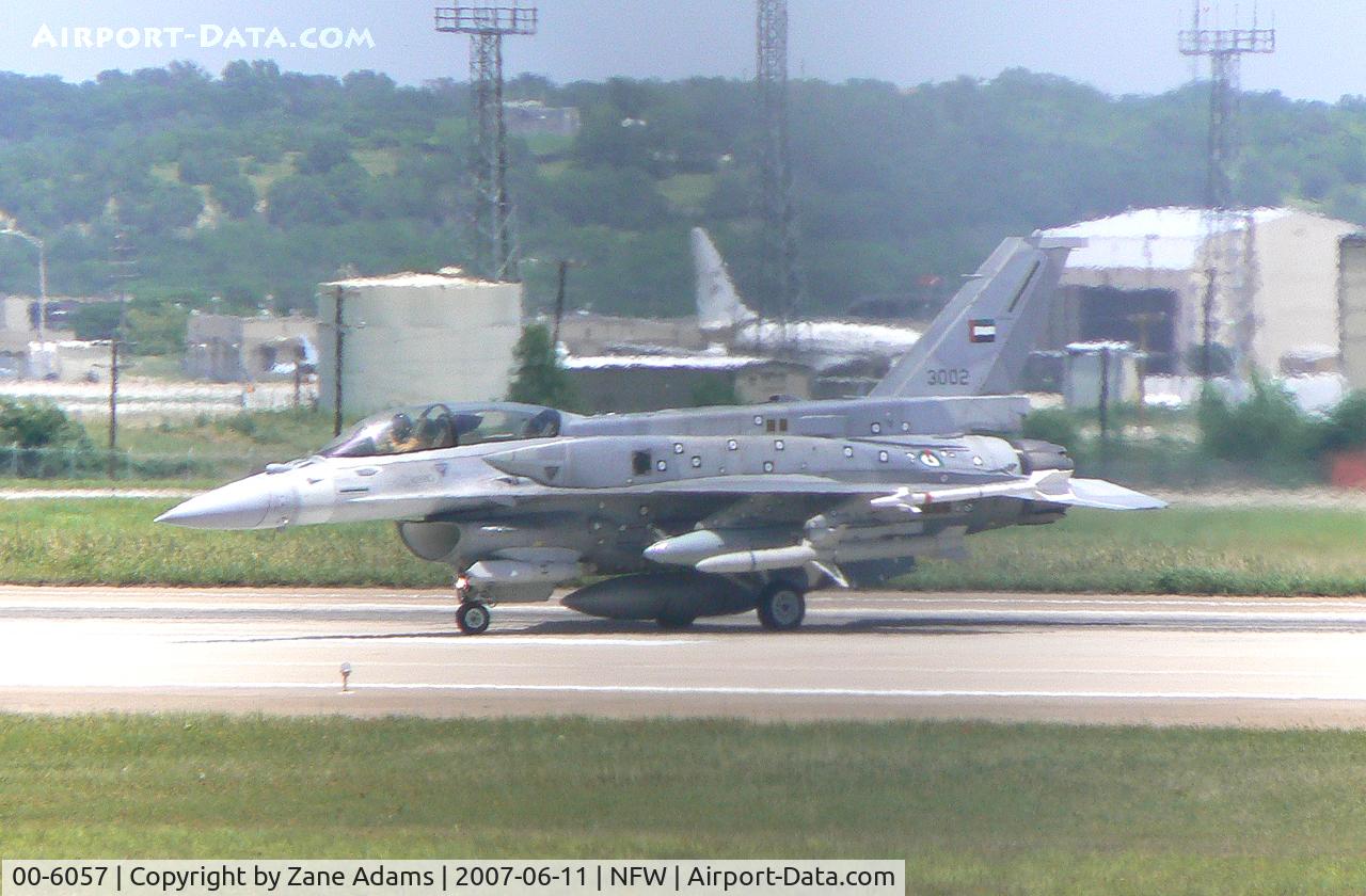 00-6057, 2000 Lockheed Martin F-16F Fighting Falcon C/N RF-2, UAE (3002) F-16F Block 60 out for a test flight at Lockheed Martin. Sorry for the dark sopt in the photo...fence got in the way...grrr