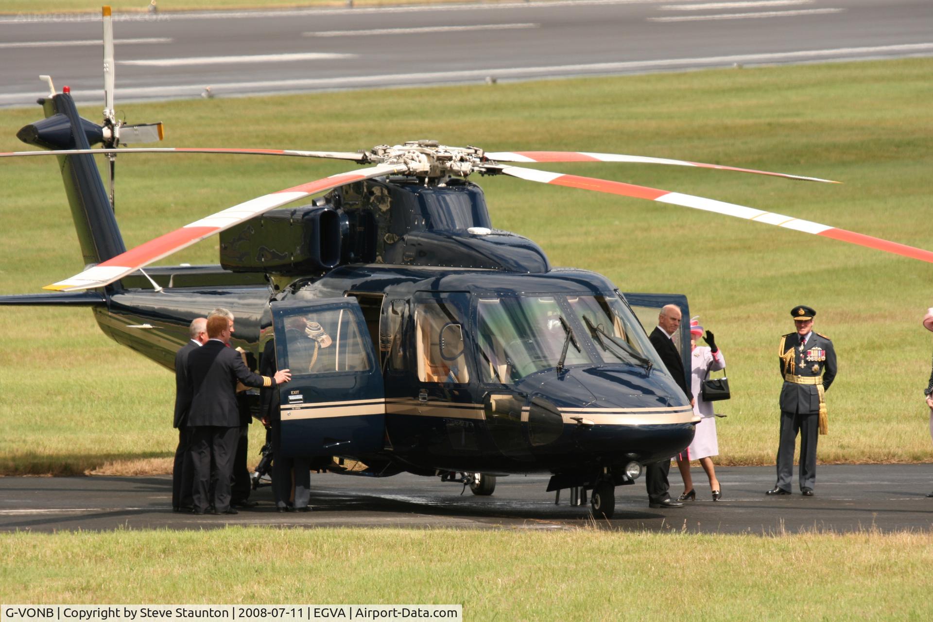 G-VONB, 1992 Sikorsky S-76B C/N 760399, Taken at the Royal International Air Tattoo 2008 during arrivals and departures (show days cancelled due to bad weather) - The Queen just about to fly out following the flypast.