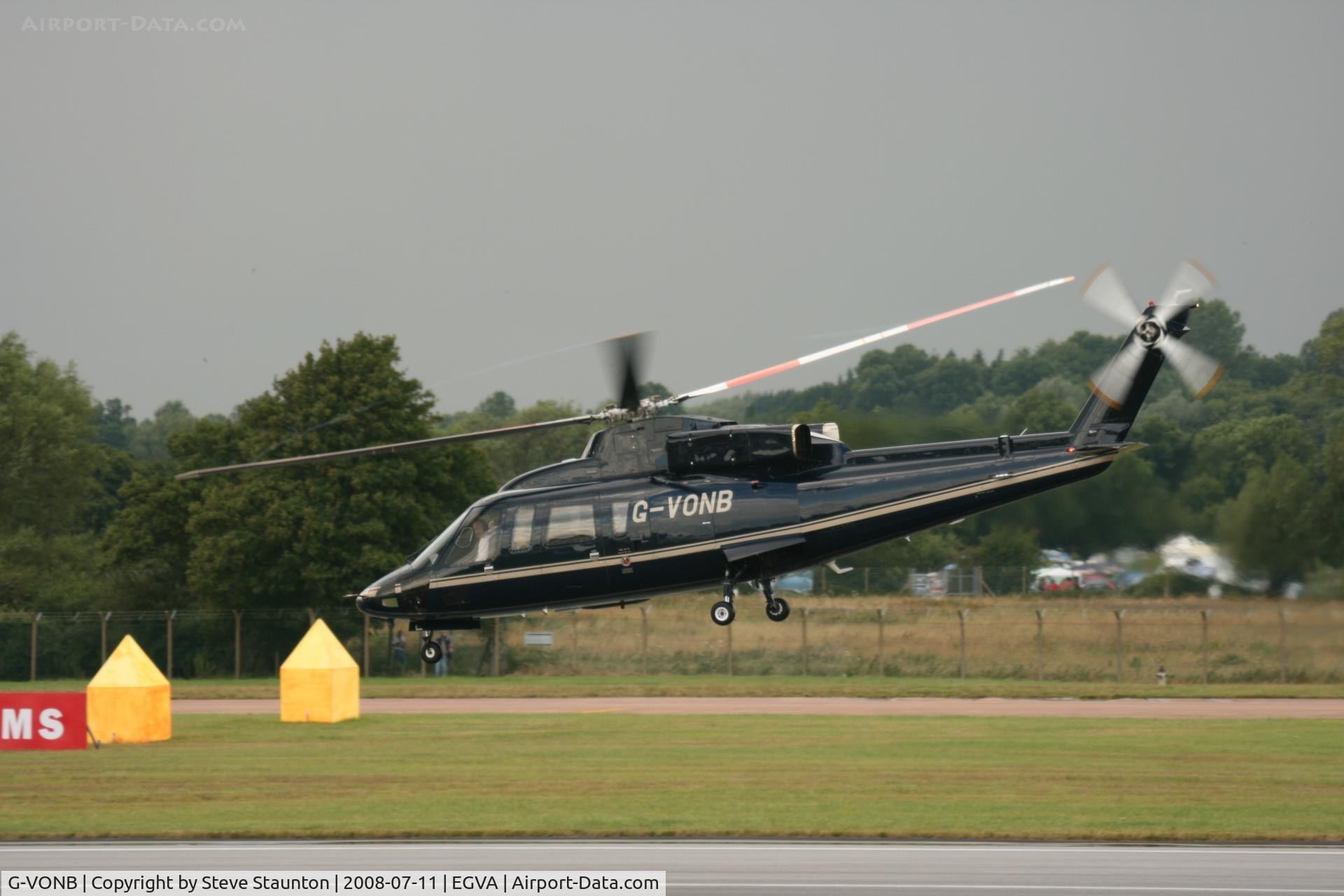 G-VONB, 1992 Sikorsky S-76B C/N 760399, Taken at the Royal International Air Tattoo 2008 during arrivals and departures (show days cancelled due to bad weather)