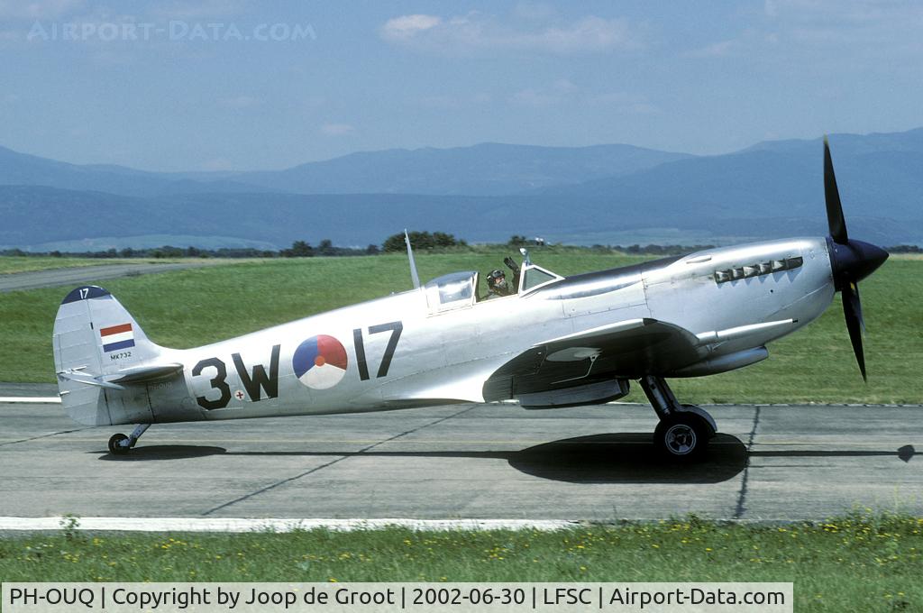PH-OUQ, 1943 Supermarine 361 Spitfire LF.IXc C/N CBAF.IX.1732, The early Dutch Spitfires sported their former British serial and war time codes, but wore this splendid bare metal colors and Dutch roundel.