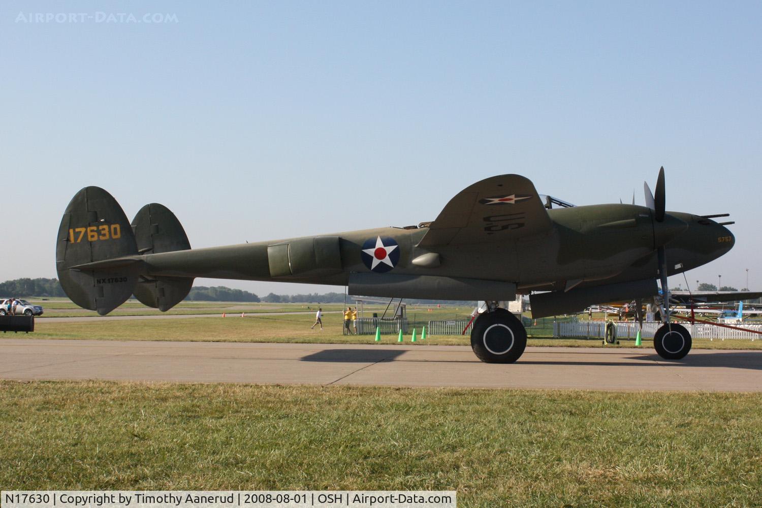 N17630, 1941 Lockheed P-38F C/N 41-7630 (222-5757), EAA AirVenture 2008, Being towed to the AeroShell Plaza