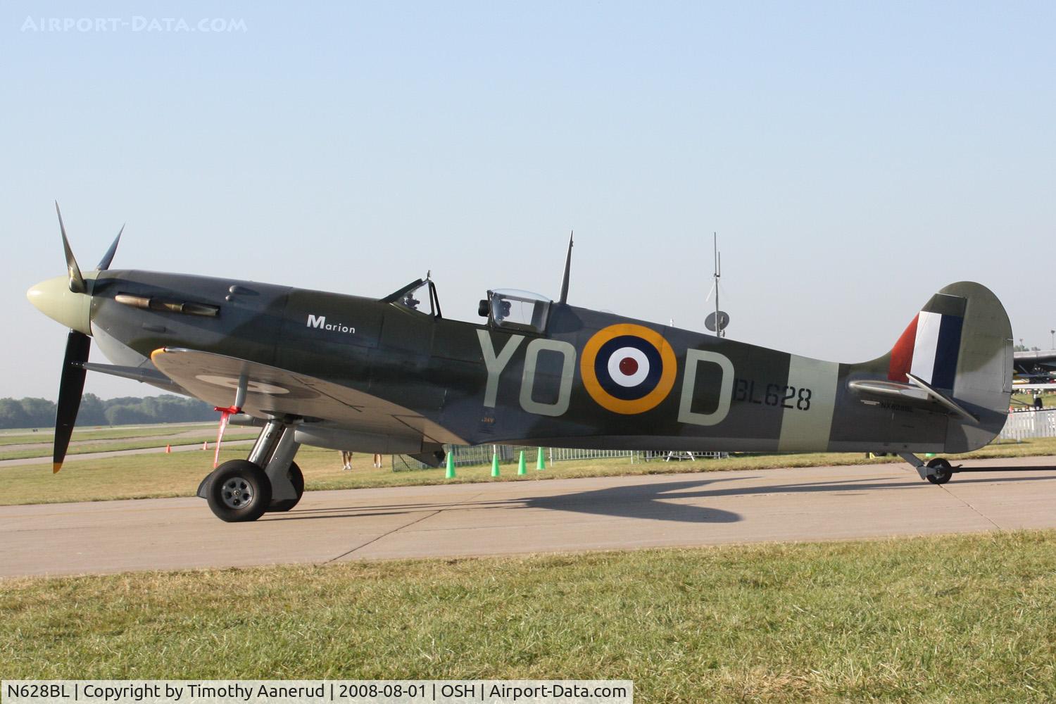 N628BL, 1942 Supermarine Spitfire Vb C/N CBAF.1660, EAA AirVenture 2008, Being towed to the AeroShell Plaza