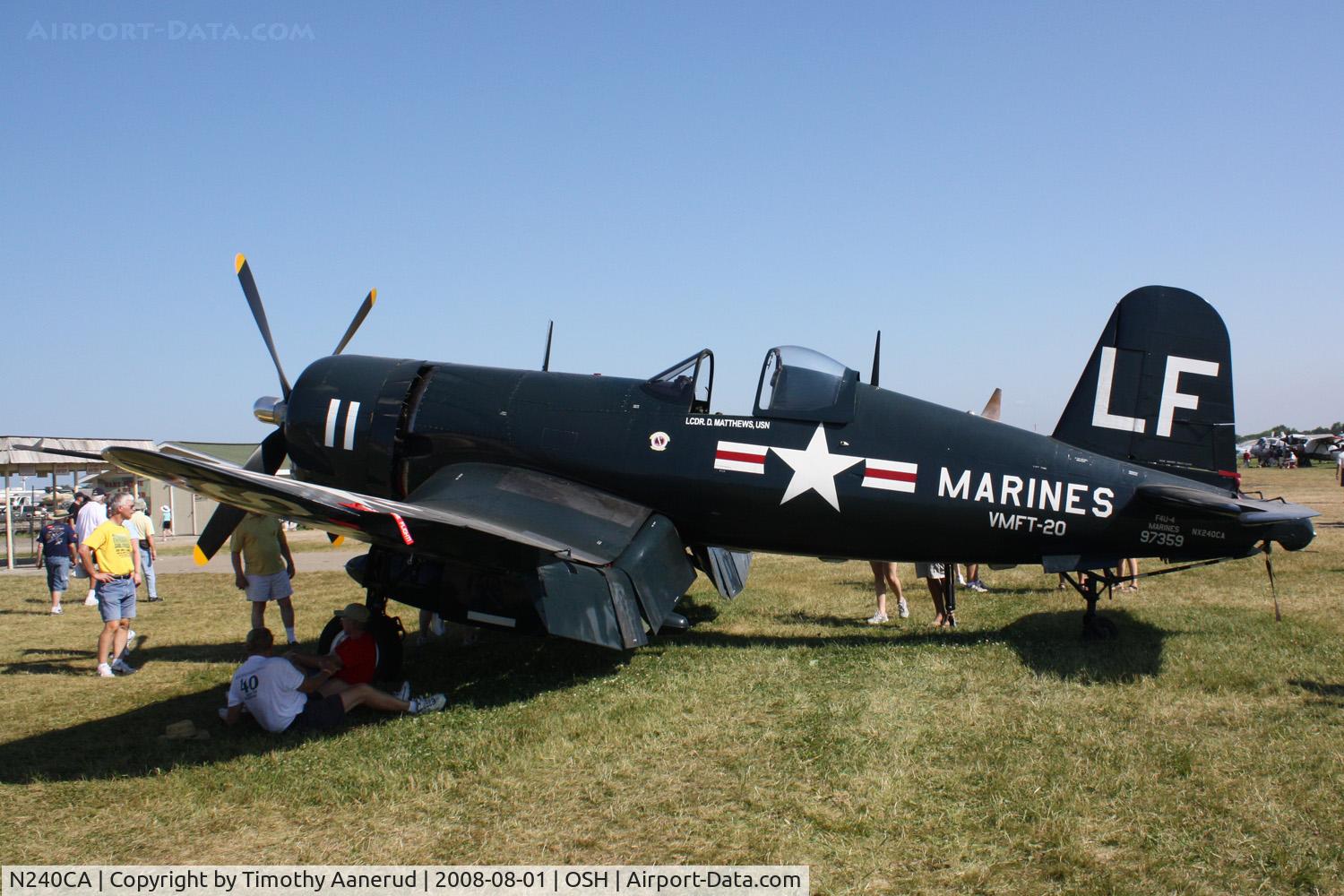 N240CA, 1945 Vought F4U-4 Corsair C/N 9513, 1945 Vought F4U-4 Corsair, c/n 9513, EAA AirVenture 2008, Black Sheep Squadron Corsair
