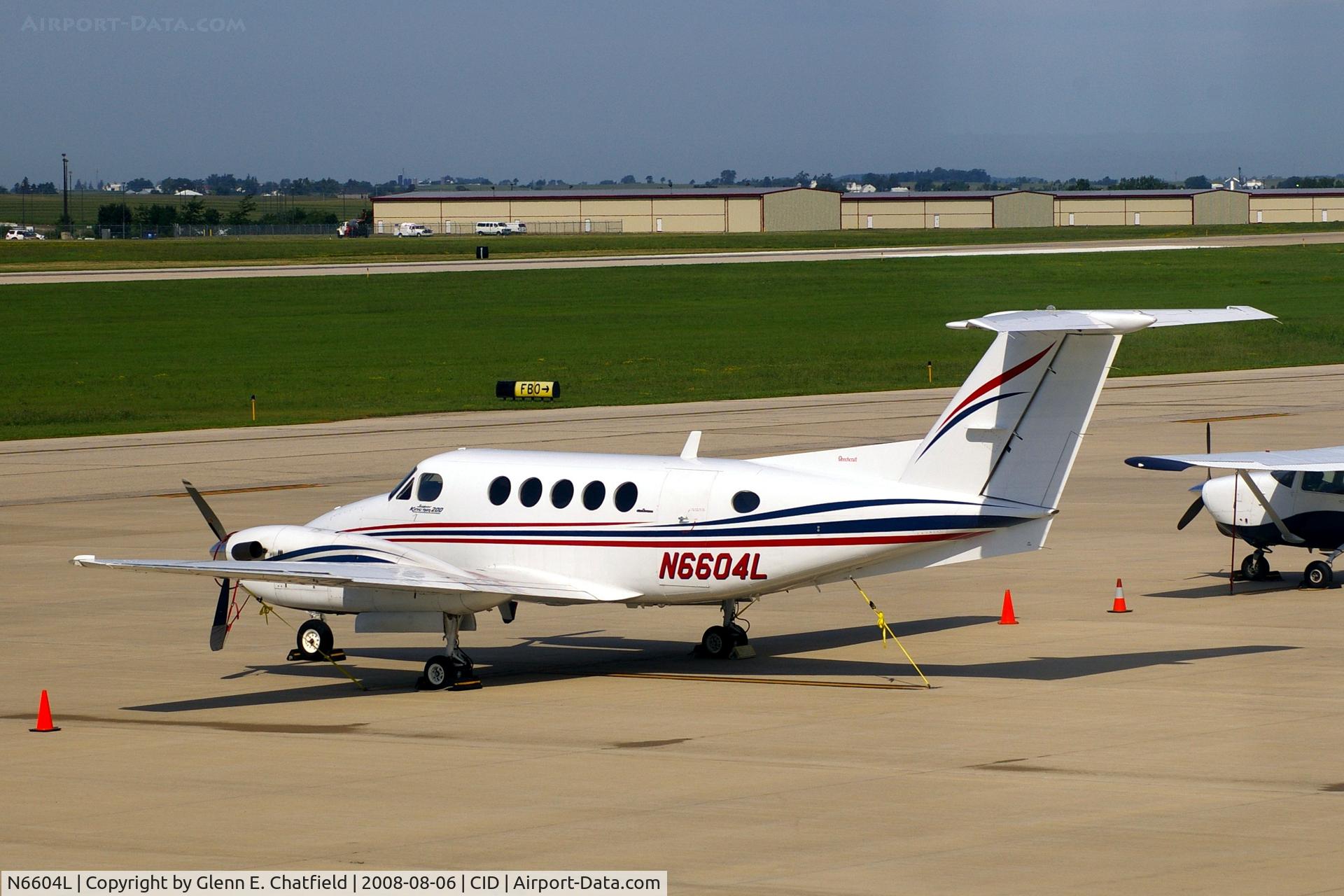 N6604L, 1983 Beech B200 King Air C/N BB-1121, On the Landmark Ramp.  Seen from my office window.