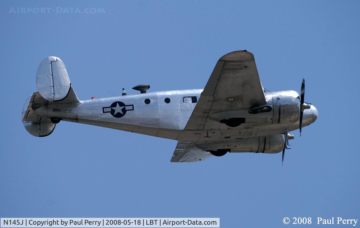 N145J, 1943 Beech RC-45J Expeditor C/N 5560, Nice pass...looks like de-modded from RC-45, I can't see the camera ports.