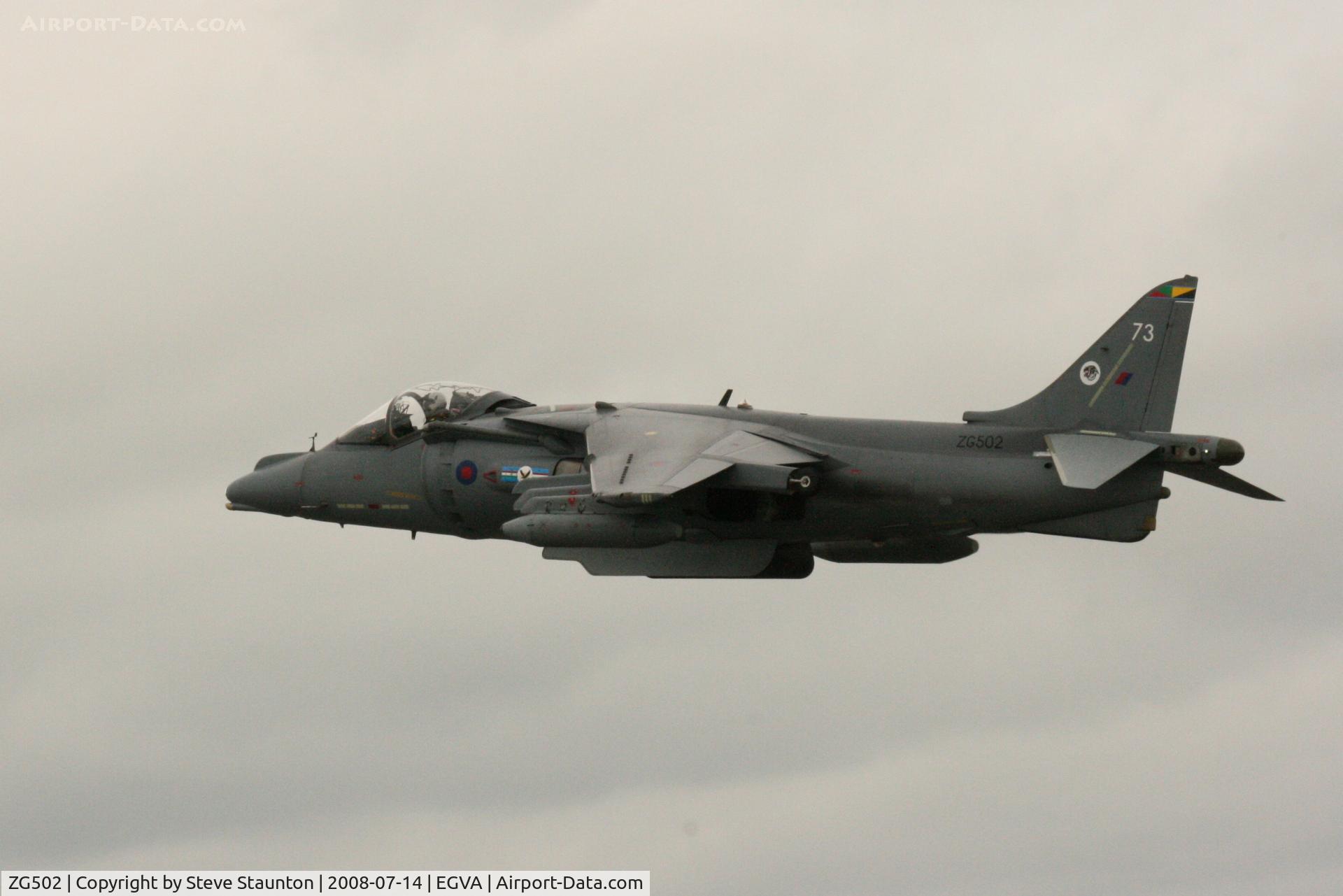 ZG502, 1990 British Aerospace Harrier GR.7 C/N P73, Taken at the Royal International Air Tattoo 2008 during arrivals and departures (show days cancelled due to bad weather)