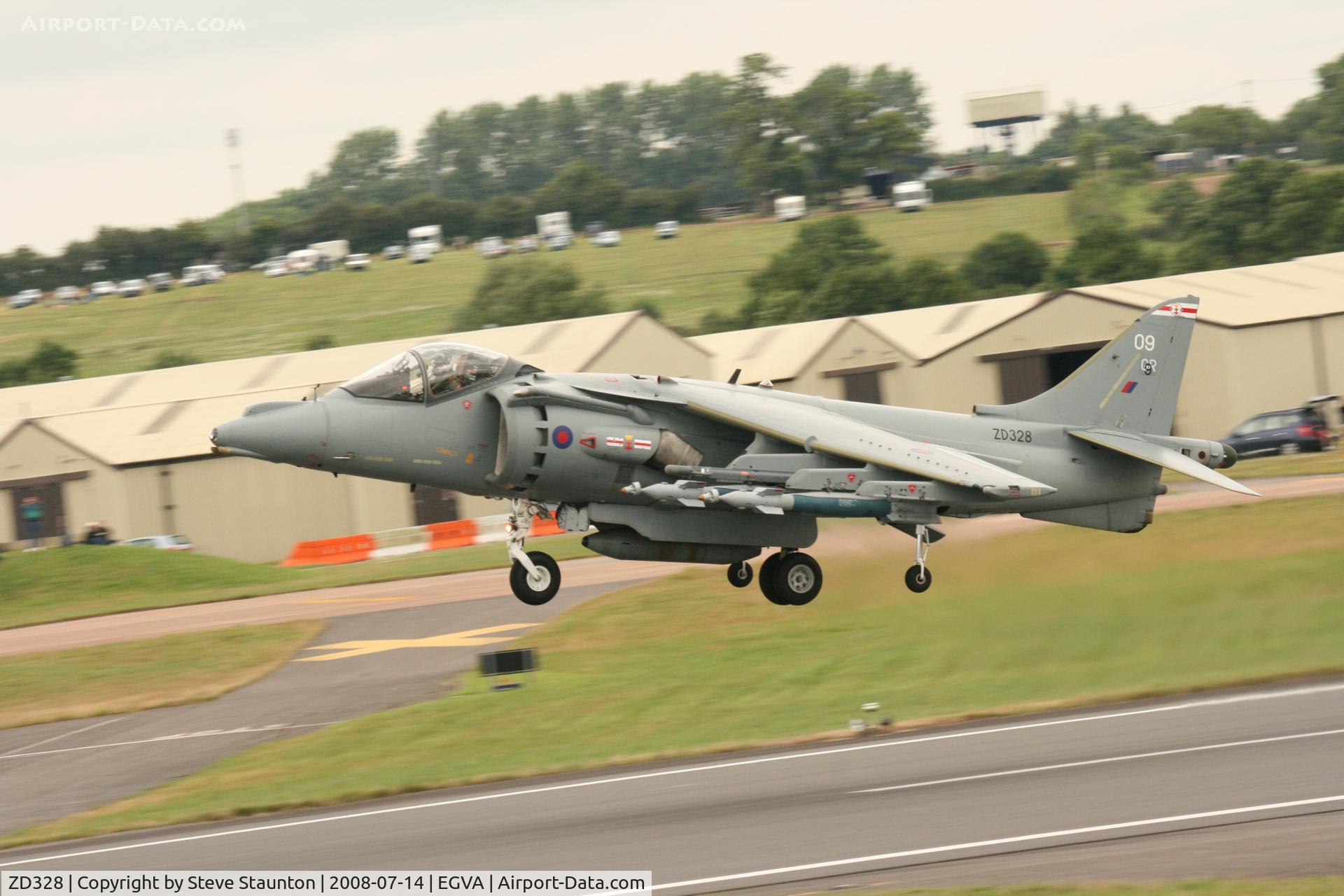 ZD328, 1988 British Aerospace Harrier GR.9 C/N 512116/P9, Taken at the Royal International Air Tattoo 2008 during arrivals and departures (show days cancelled due to bad weather)