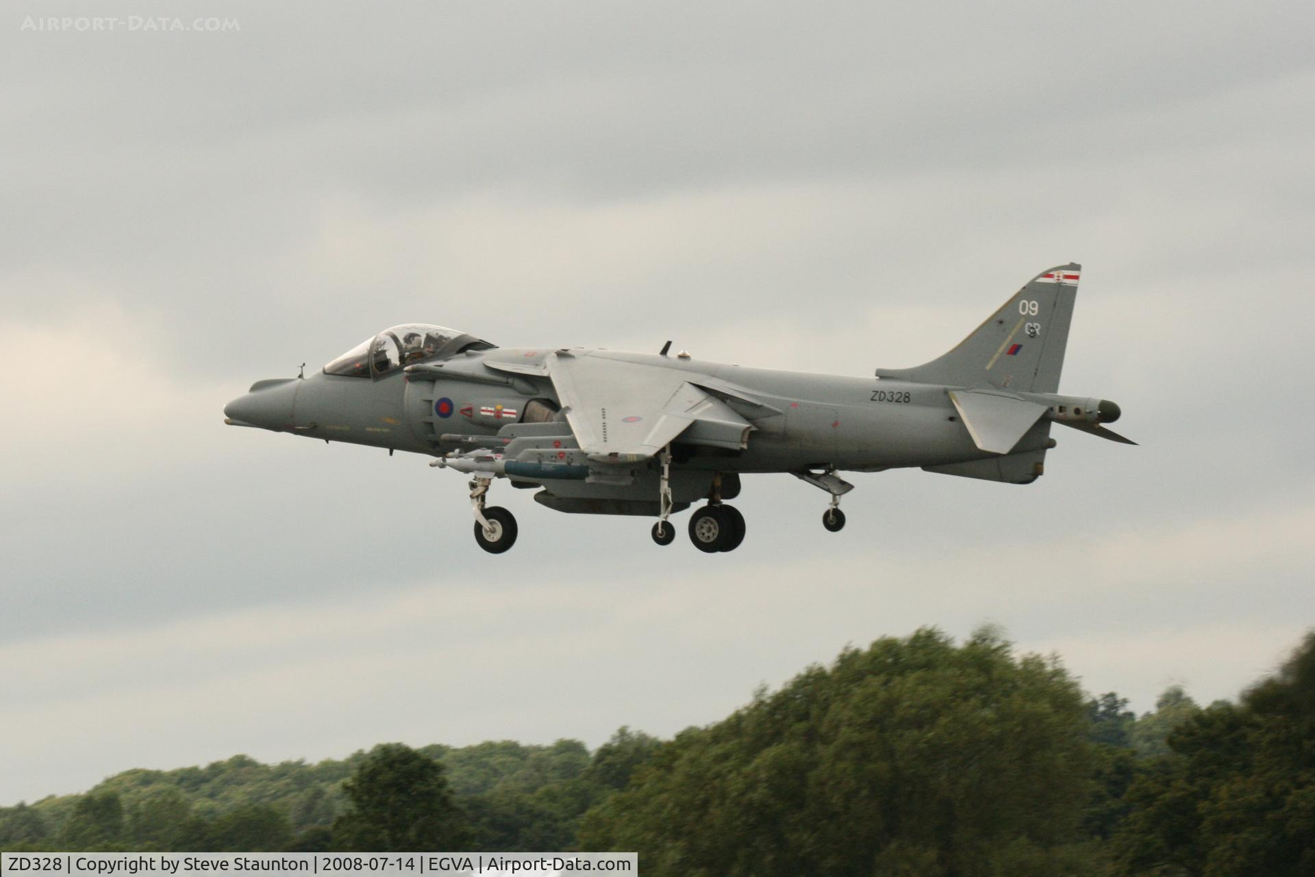 ZD328, 1988 British Aerospace Harrier GR.9 C/N 512116/P9, Taken at the Royal International Air Tattoo 2008 during arrivals and departures (show days cancelled due to bad weather)