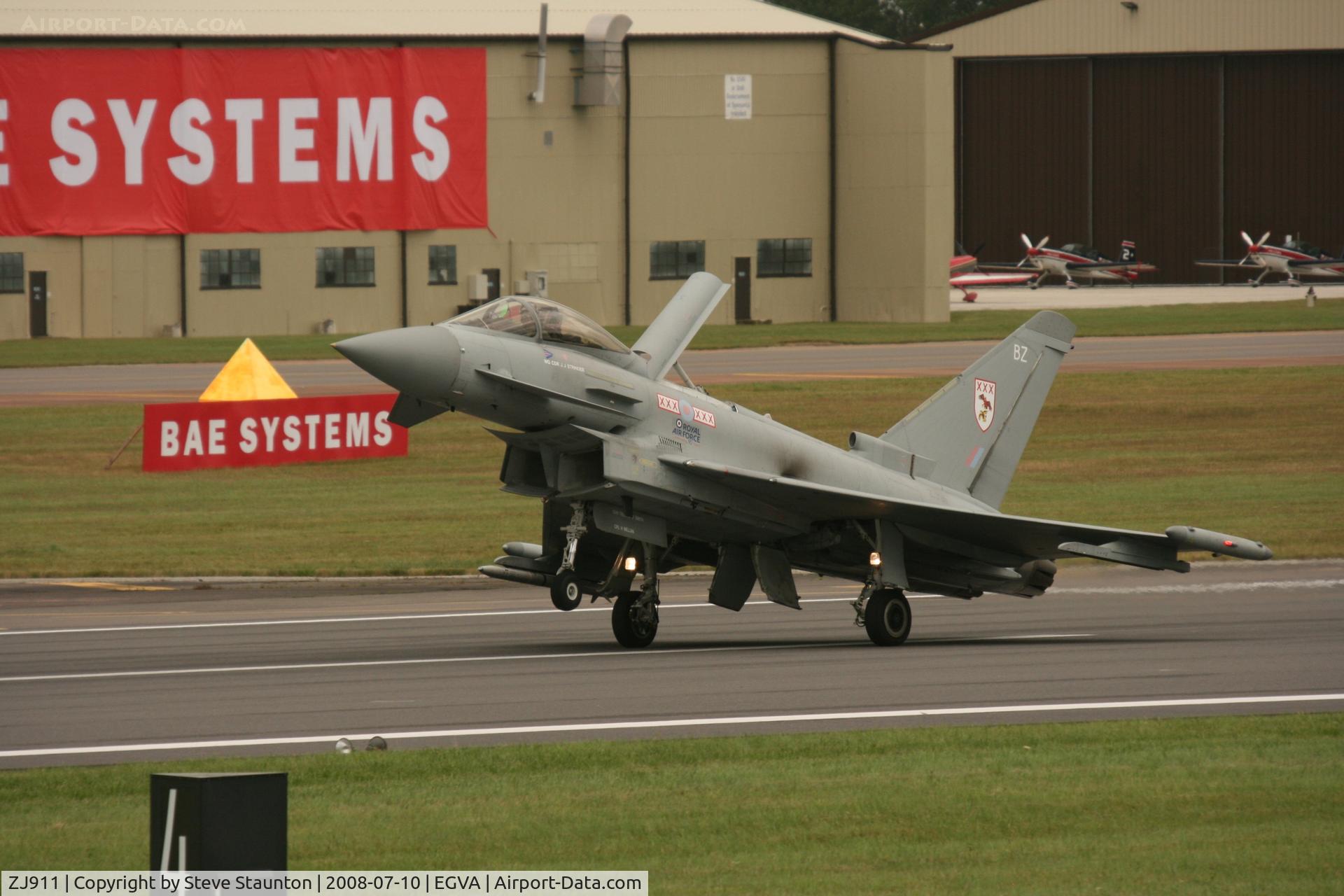 ZJ911, 2005 Eurofighter EF-2000 Typhoon F2 C/N 0041/BS002, Taken at the Royal International Air Tattoo 2008 during arrivals and departures (show days cancelled due to bad weather)