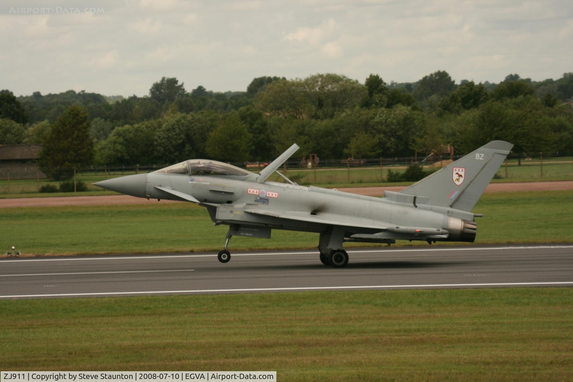 ZJ911, 2005 Eurofighter EF-2000 Typhoon F2 C/N 0041/BS002, Taken at the Royal International Air Tattoo 2008 during arrivals and departures (show days cancelled due to bad weather)