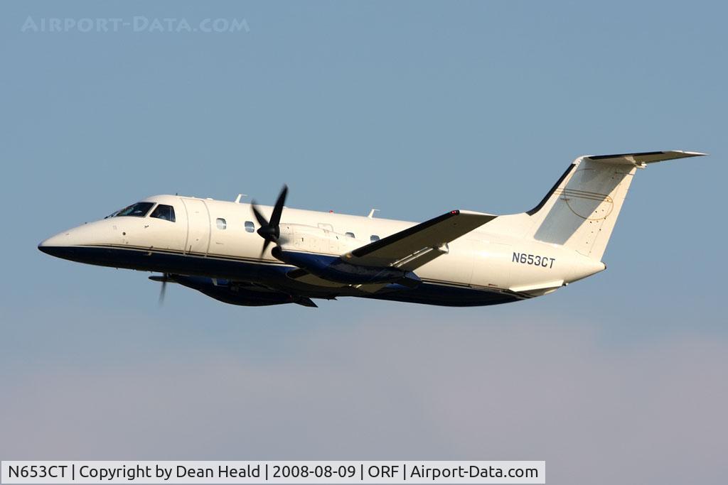 N653CT, 1991 Embraer EMB-120 Brasilia C/N 120.243, 1991 Embraer EMB-120 N653CT climbing out from RWY 5 enroute to Atlantic City (KACY).