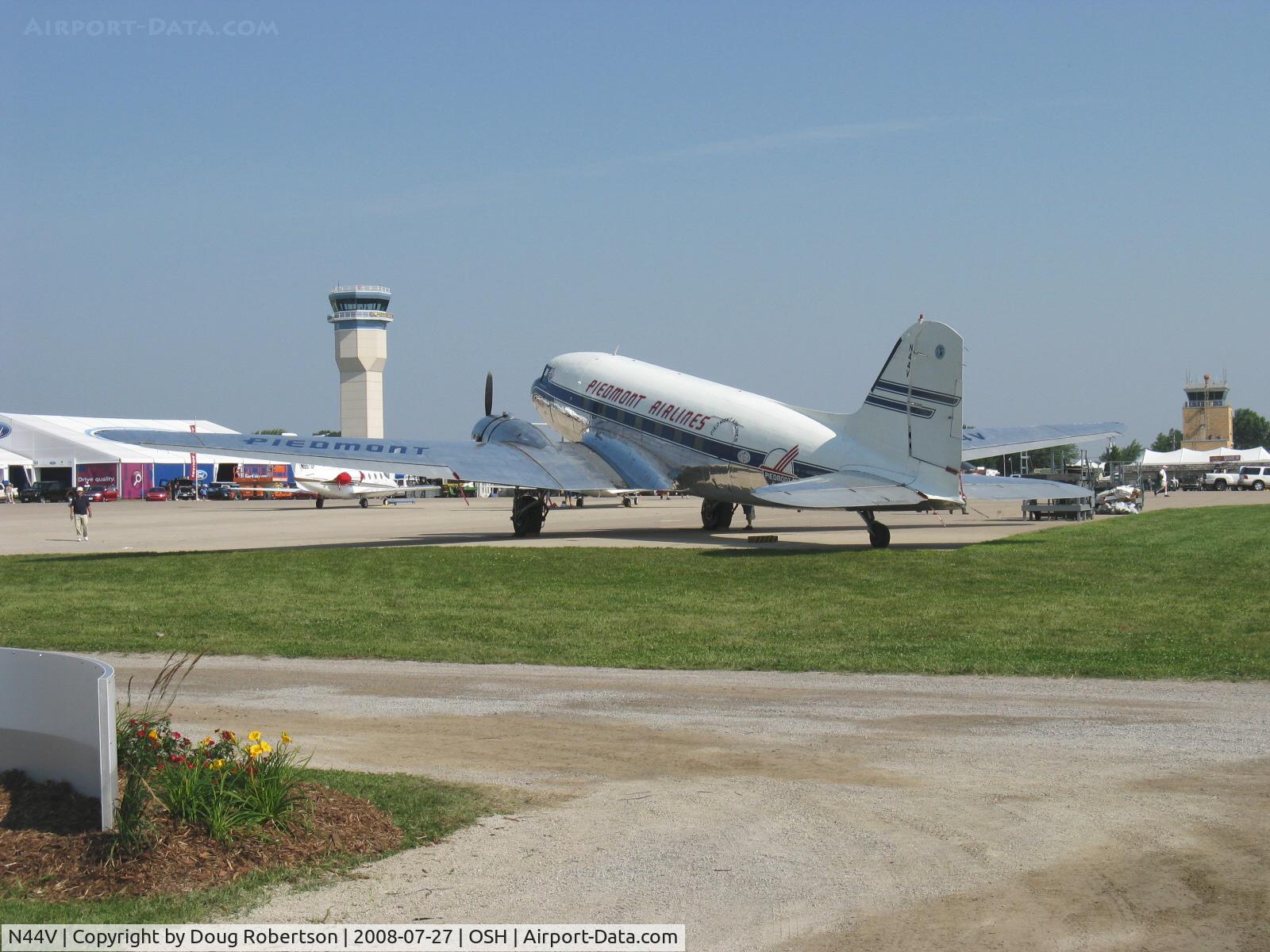 N44V, 1942 Douglas DC-3 C/N 4545, 1942 Douglas DC-3, two P&W R-1830 recip. engines, in livery of Piedmont Airlines