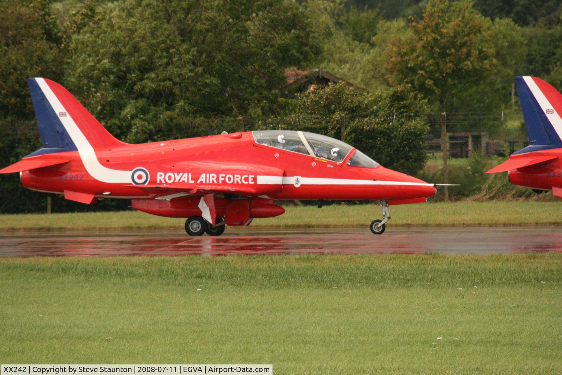 XX242, 1978 Hawker Siddeley Hawk T.1 C/N 078/312078, Taken at the Royal International Air Tattoo 2008 during arrivals and departures (show days cancelled due to bad weather)