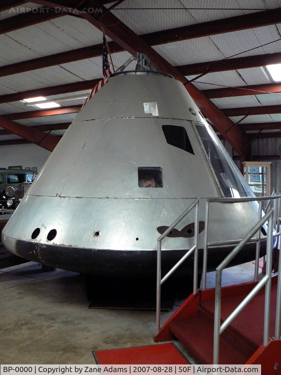 BP-0000, North American Apollo Command Module Mockup C/N None, Apollo Command Module training mockup boilerplate at Pate Museumof Transportation near Cresson, TX